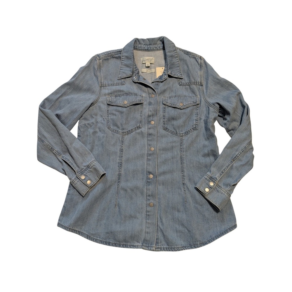Universal Thread Denim Shirt Womens Sz 16 Slim Fit Snap Western Jean Shacket